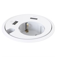 Powerdot 14 - 1 eluttag typ F, 2 USB-A laddare 12W, 1 kabelgenomföring